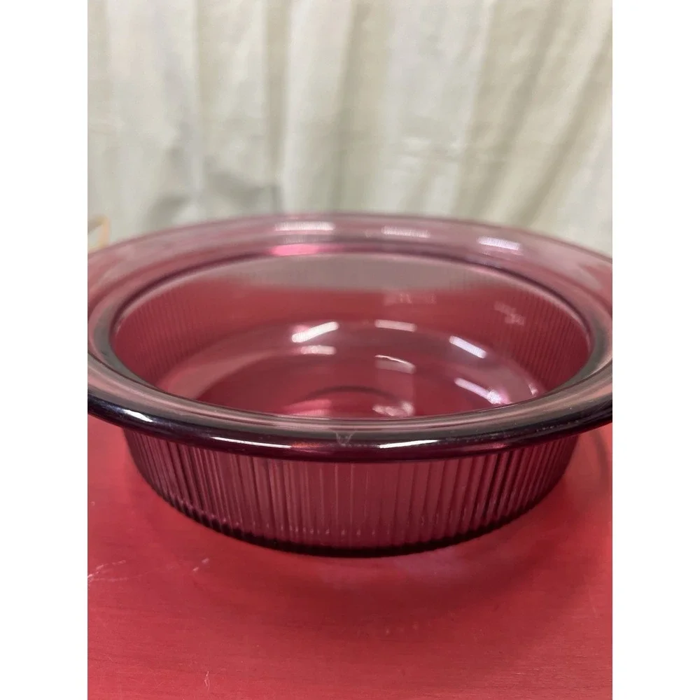Set Of 2 CORNING WARE VISION CRANBERRY‎ OPEN 1 QUART, 24oz Casserole Dishes